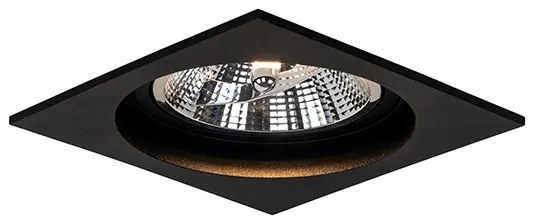 Set van 6 Vierkante inbouwspot zwart verstelbaar - Chuck 111