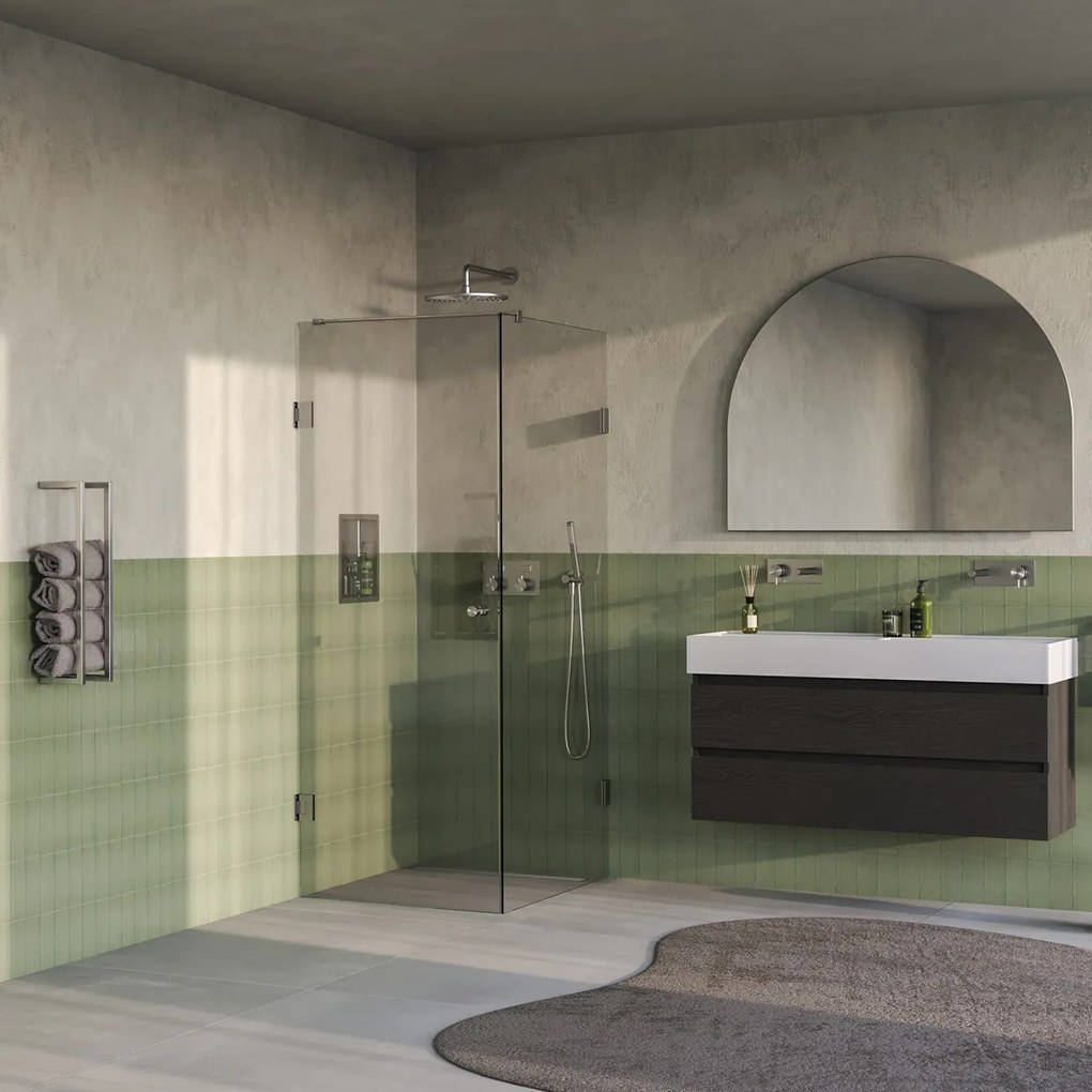 Brauer Void Carving profielloze douchecabine 80x100cm RVS geborsteld PVD