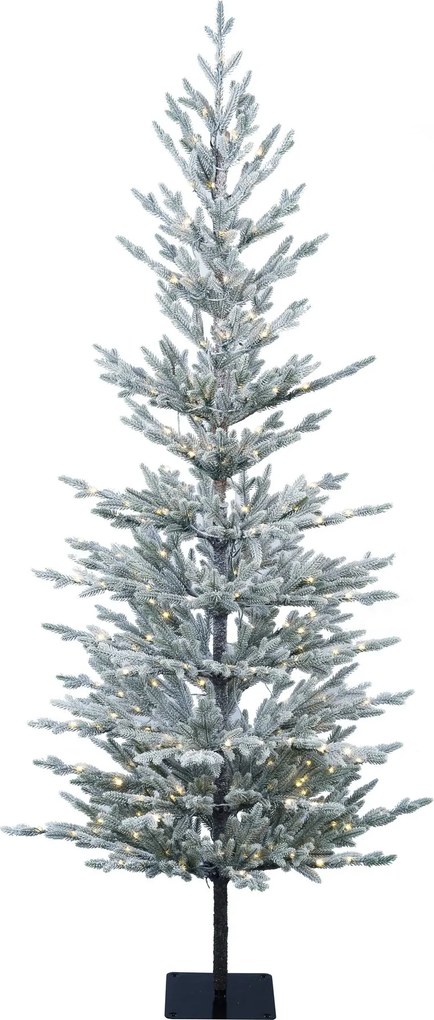 Snowy Jersey verlichte kunstkerstboom - 180 cm - Wit geflockt - Diameter 70 cm - 1470 tips - 200 ledlampjes (warm wit) - Besneeuwd/Frosted