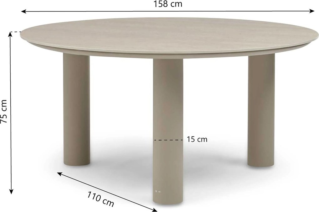 Tuinset Ronde Tuintafel 6 personen  Rope Zand/Beige  4 Seasons Outdoor Calma/Trino
