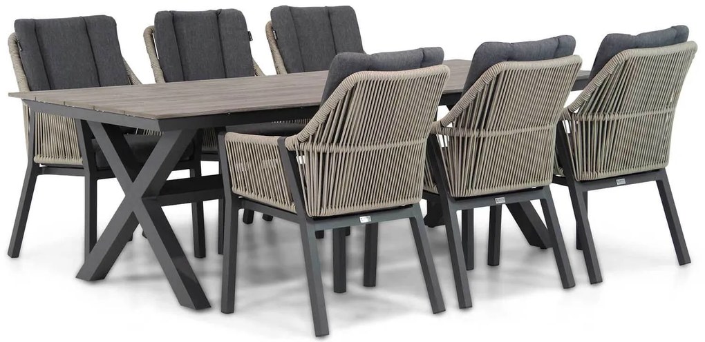 Tuinset 6 personen 240 cm Rope Taupe Lifestyle Garden Furniture Verona/Forest