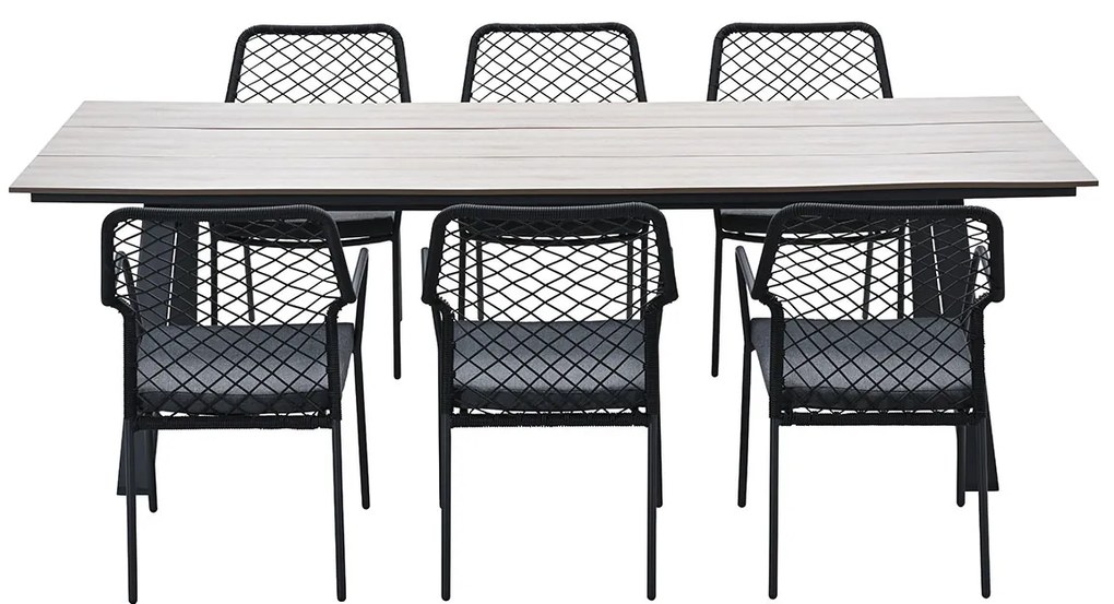 Garden Impressions Ross tuinset 7-delig zwart - Braga tuintafel 220x100 cm