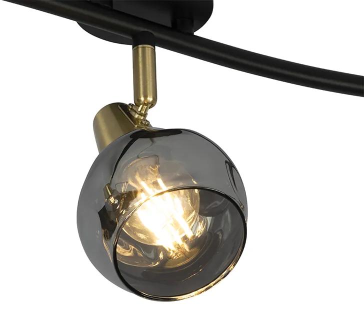 Plafondlamp goud 56 cm met smoke glas 3-lichts - Vidro Art Deco E14 Binnenverlichting Lamp
