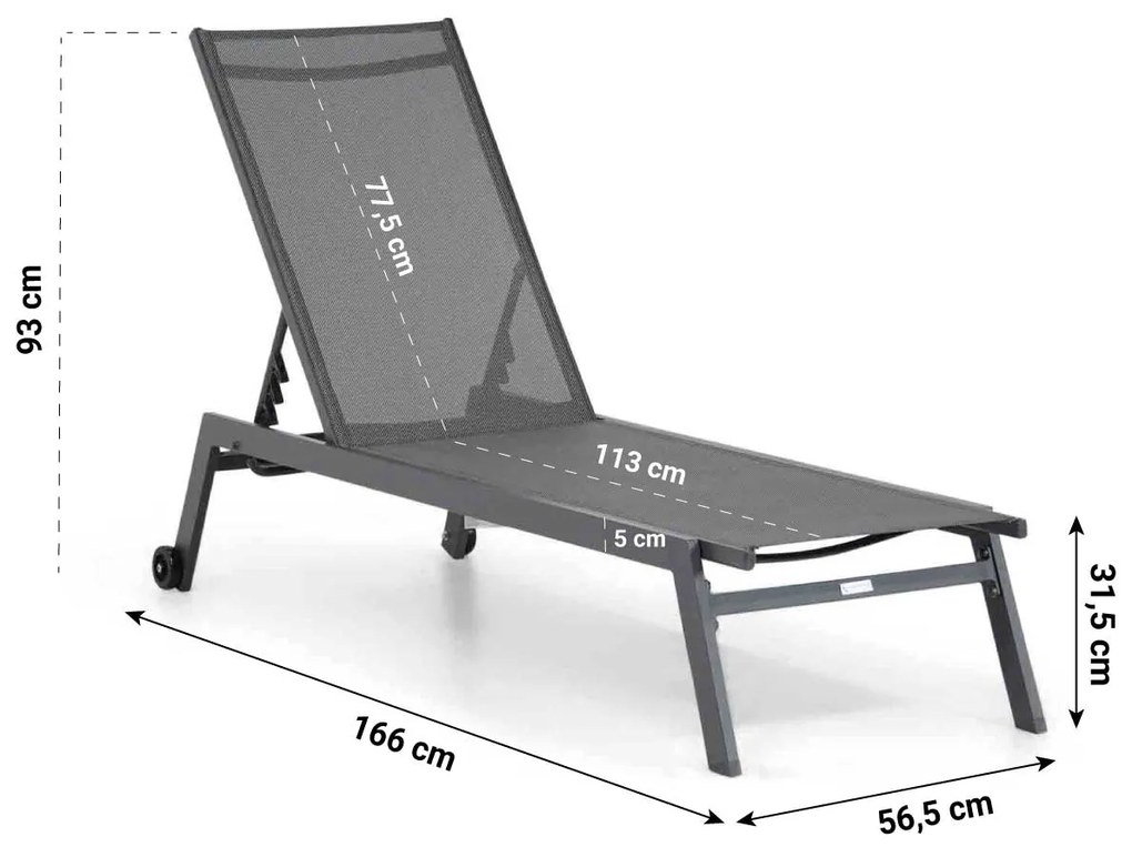 Lifestyle Garden Furniture Ultimate Ligbed Met Wiel Aluminium/textileen Grijs