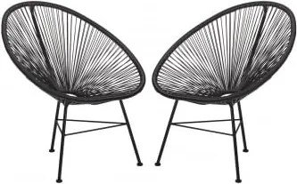 Set Van 2 Tuinstoelen Van Staal En Synthetisch Riet Nieuw Acapulco Zwart - Sklum