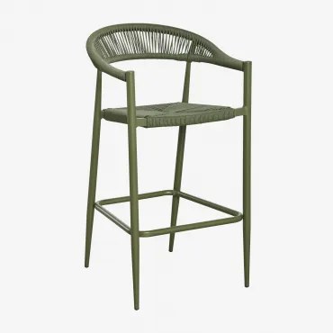 Amatria Hoge Kruk Van Aluminium En Synthetisch Riet Groen – Intens Olijf & ↑75 Cm - Sklum