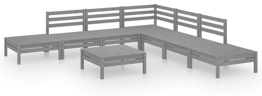 vidaXL 8-delige Loungeset massief grenenhout grijs