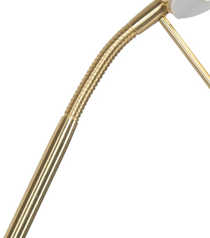 Moderne vloerlamp messing met leeslamp incl. LED dim to warm - Diva