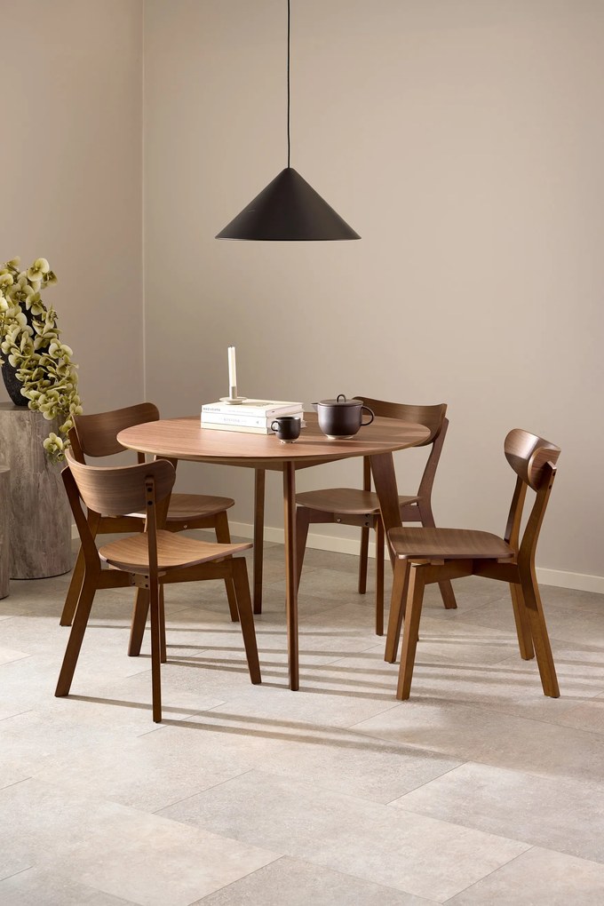 ROXY natuurlijke walnoot 90 cm - RONDE TAFEL VOOR KEUKEN/EETKAMER RETRO