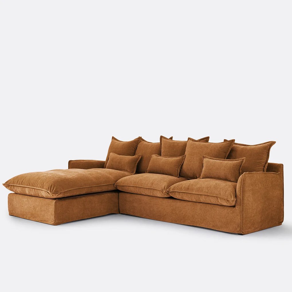 Hoekbank links, omvormbaar, afneembare hoes, 4-zits, gemêleerd polyester, ODNA