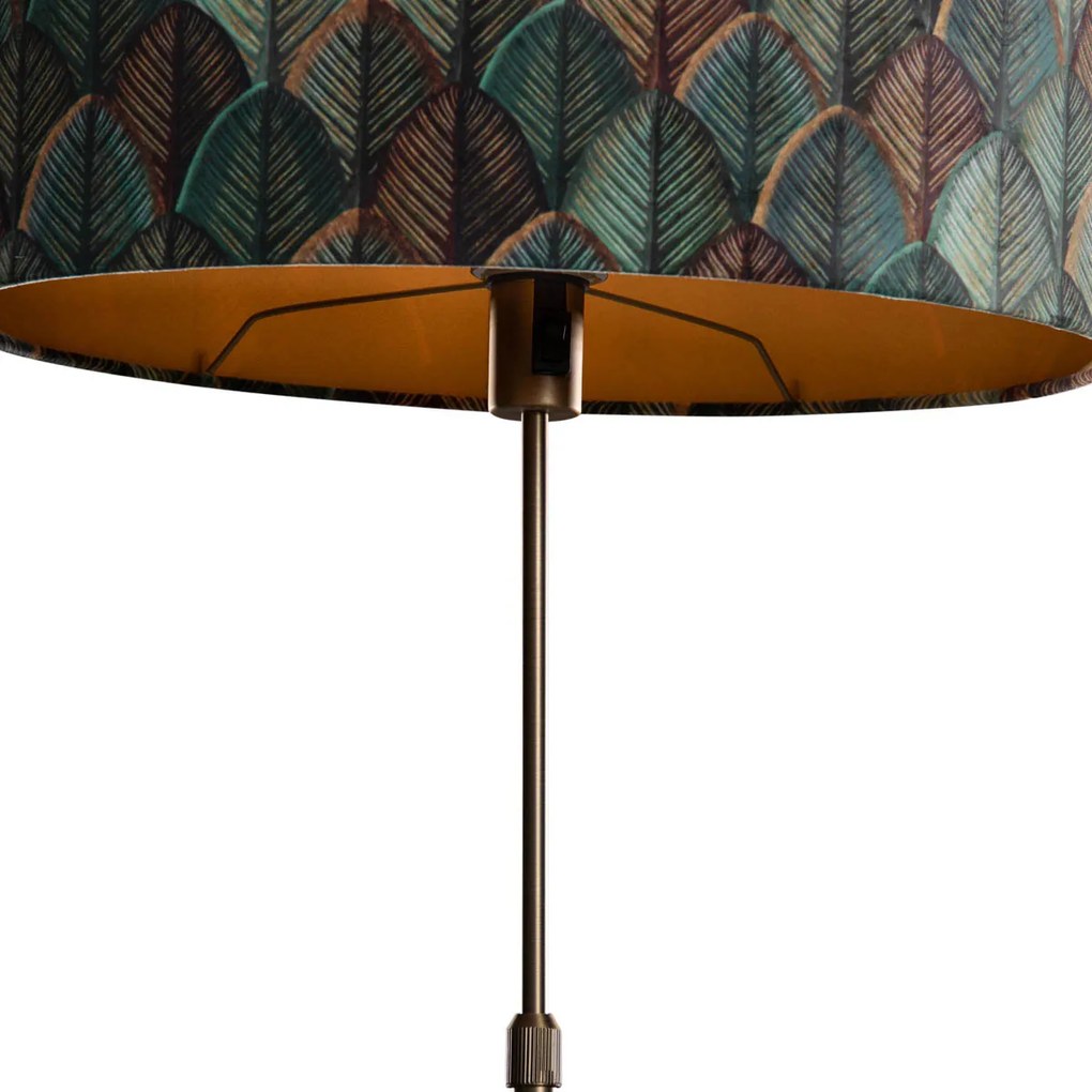 Vloerlamp brons met ovale velours kap blad Design 50cm - Parte Art Deco, Retro, Klassiek / Antiek E27 Binnenverlichting Lamp