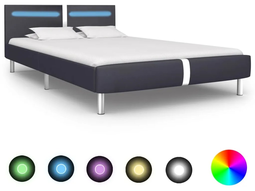 vidaXL Bedframe met LED kunstleer zwart 120x200 cm