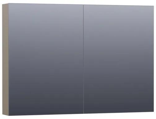 Saniclass Dual spiegelkast 100x70x15cm verlichting geintegreerd rechthoek 2 draaideuren Hoogglans Taupe MDF 7153