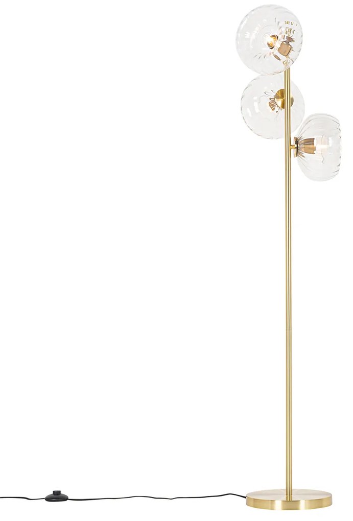 Art Deco vloerlamp goud met glas 3-lichts - Ayesha