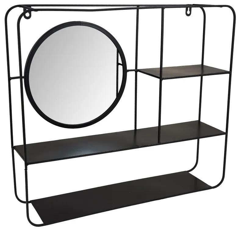 Wandkastje met spiegel - zwart - 50x45x12 cm