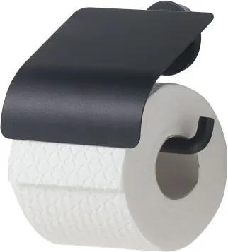 Urban toiletrolhouder met klep mat zwart
