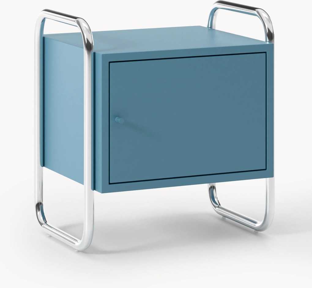 Metalen nachtkastje Robyn, met links- of rechtsdraaiende deur