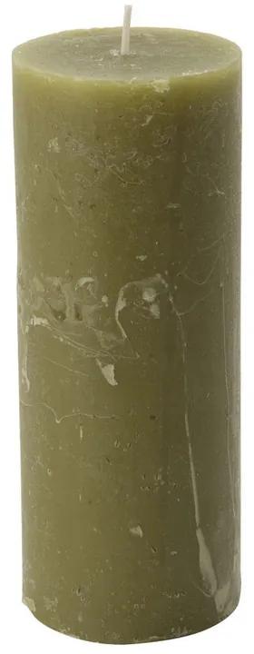 Kaars rustiek - mosgroen - 7x18 cm