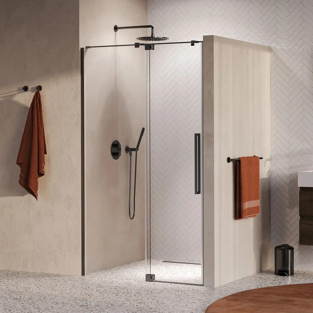 Brauer Stellar nisdeur met vaste wand 100cm gunmetal geborsteld PVD