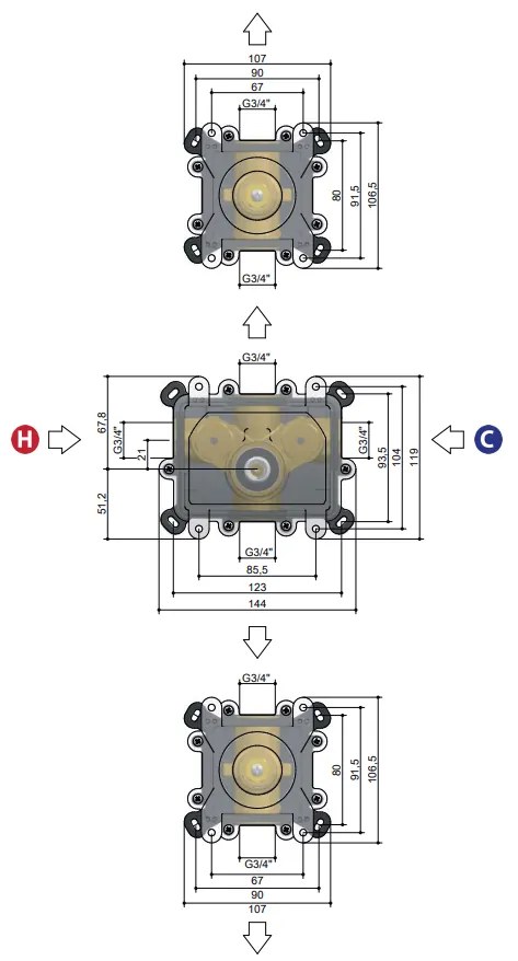 Hotbath Cobber ADS20 inbouw regendouche met 30cm hoofddouche en plafondarm verouderd ijzer