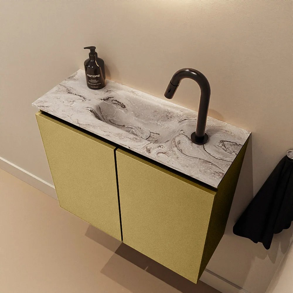 Mondiaz Ture DLux toiletmeubel 60cm oro met wastafel glace midden met kraangat