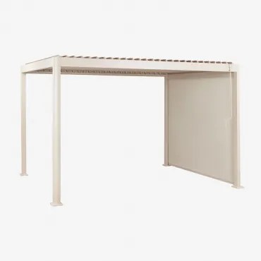 Bioclimatische Pergola Met Lamellen En Zijdoek Van Aluminium Druvia Tapioca Beige & Pergola Van 3x4 M Met 1 Zonnescherm Van 3 M - Sklum