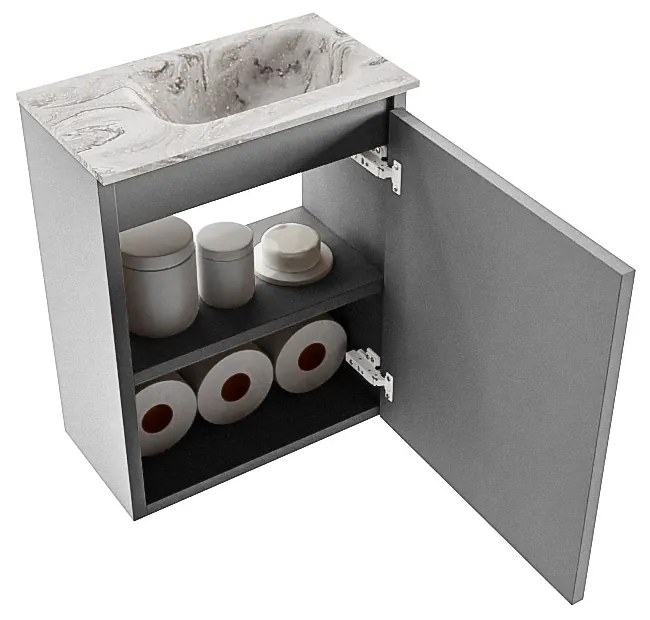 Mondiaz Ture DLux toiletmeubel 40cm plata met wastafel glace rechts zonder kraangat