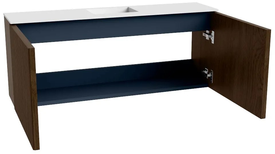Mondiaz Joya 100cm toiletmeubel walnut met wastafel faye midden zonder kraangat talc