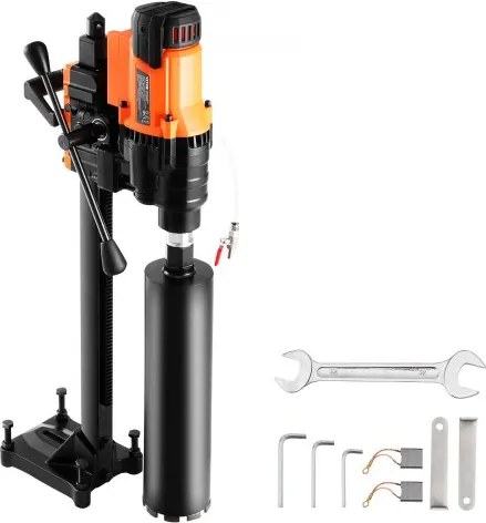 VEVOR kernboormachine, diamantkernboor met een boordiameter van 2-25 cm, inclusief statief en kernboor, robuuste betonkernboor van 3200 W, geschikt voor nat en droog gebruik in beton en baksteen.