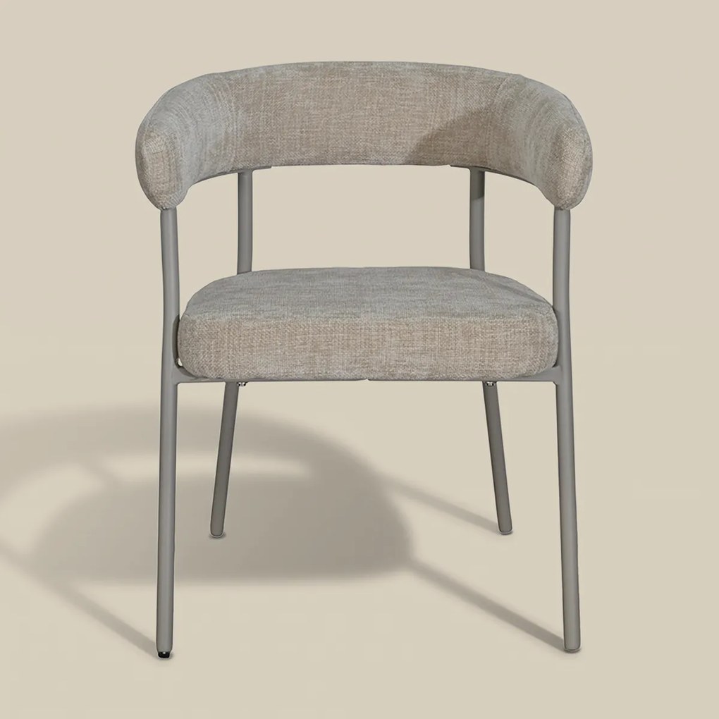 Beige Eetkamerstoel Met Ronde Rug