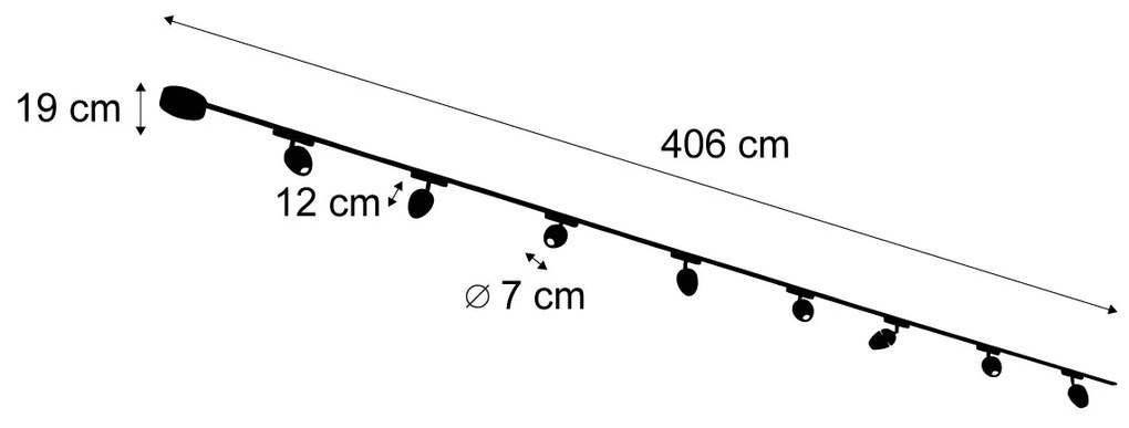 LED Modern railsysteem met 8 Spot / Opbouwspot / Plafondspots zwart 1-fase - Magnetic Eggy Modern Binnenverlichting Lamp