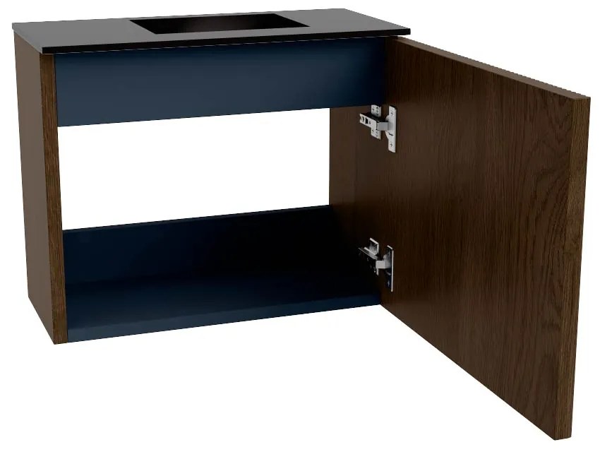Mondiaz Joya 50cm toiletmeubel walnut met wastafel faye rechts zonder kraangat urban