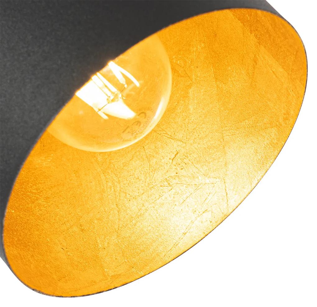 Moderne vloerlamp zwart met goud verstelbaar - Morik Modern E27 Binnenverlichting Lamp