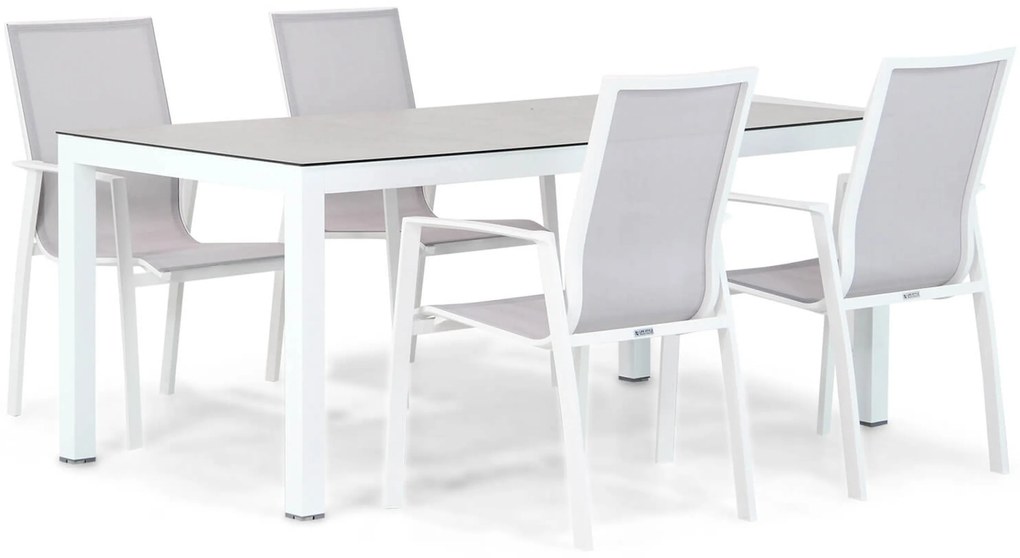 Tuinset 4 personen 180 cm Aluminium/textileen Wit Lifestyle Garden Furniture Ultimate/Margao