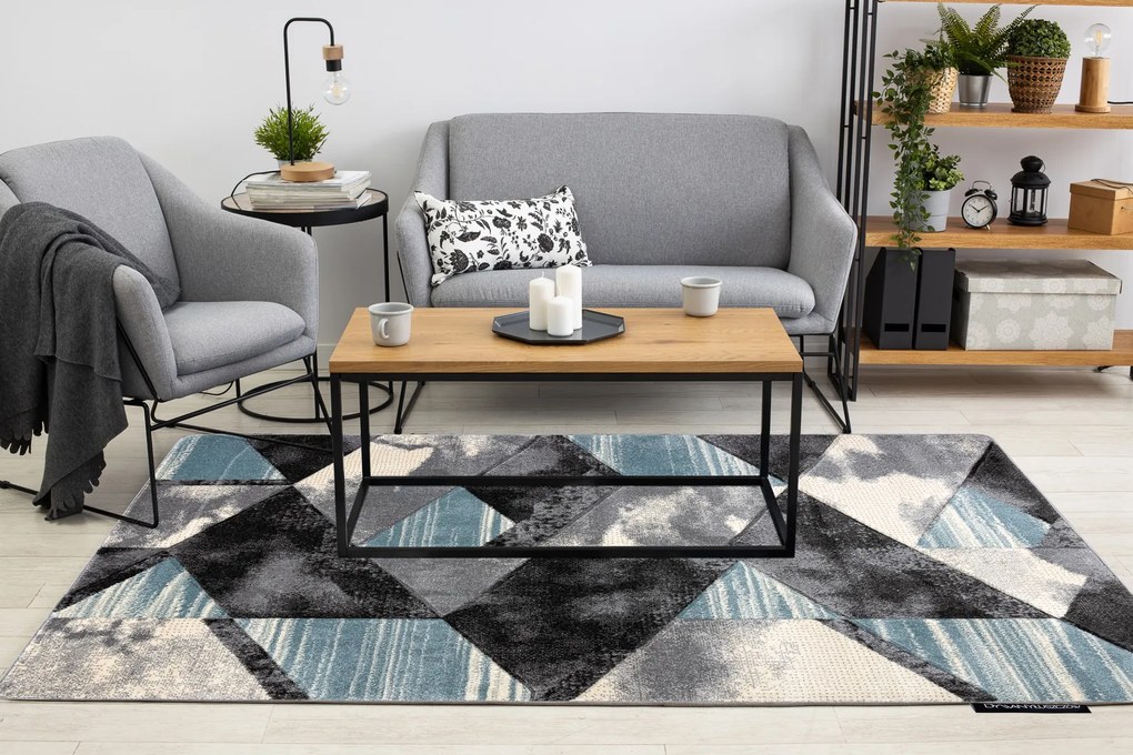 Tapijt ALTER Wet Geometrisch, drieho , trapeze blauw