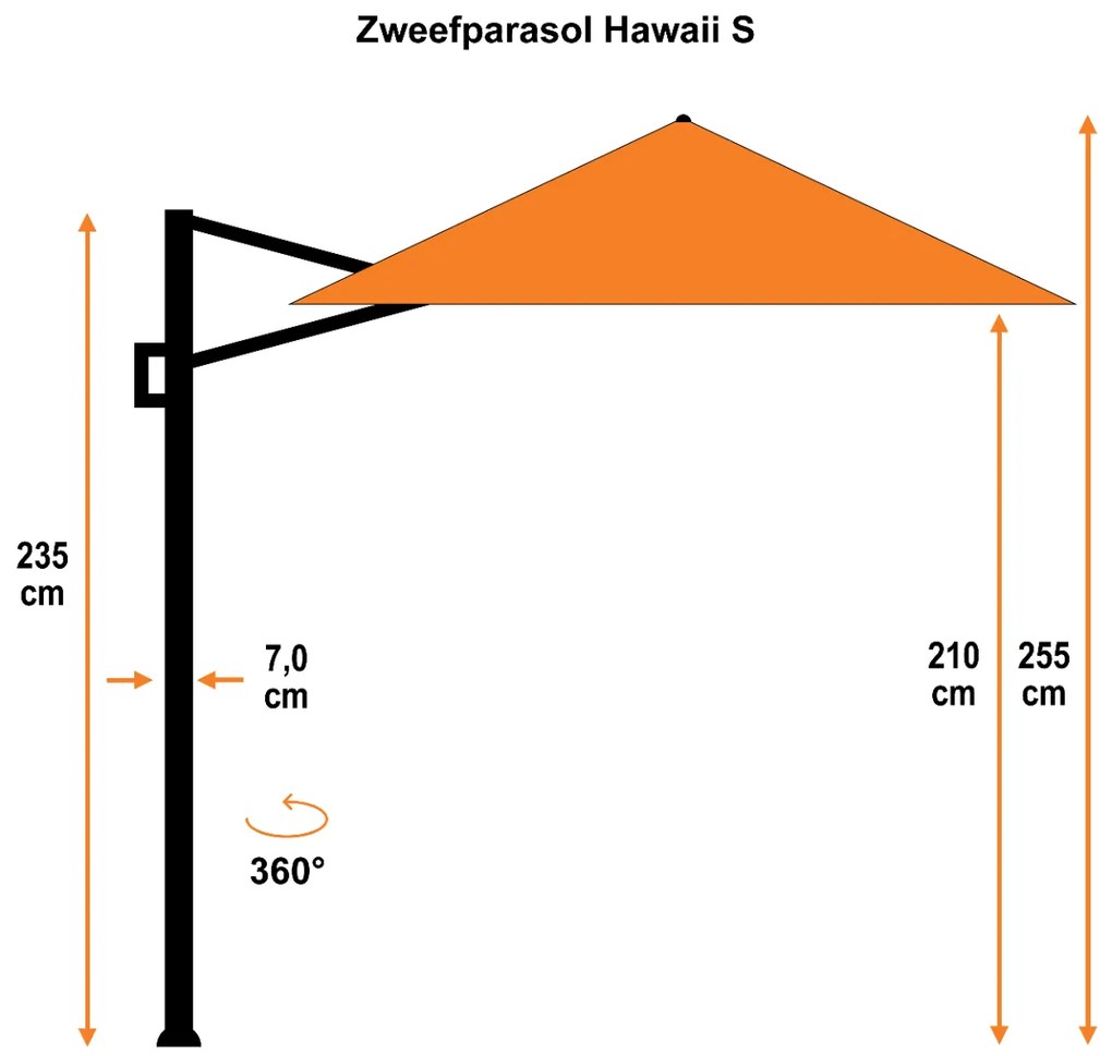 Garden Impressions Hawaii zweefparasol S Ø300 cm zwart
