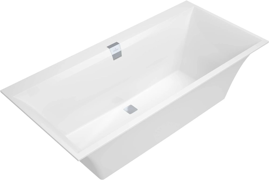 Villeroy & Boch Squaro Edge inbouwbad met 2 ligzijdes 75x160cm glans wit alpin quaryl