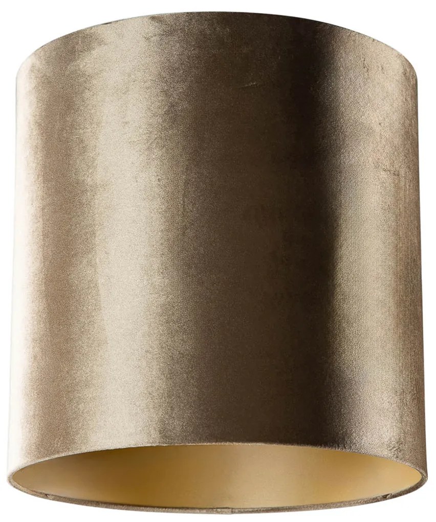Velours lampenkap brons met gouden binnenkant 40/40/40 Klassiek / Antiek cilinder / rond