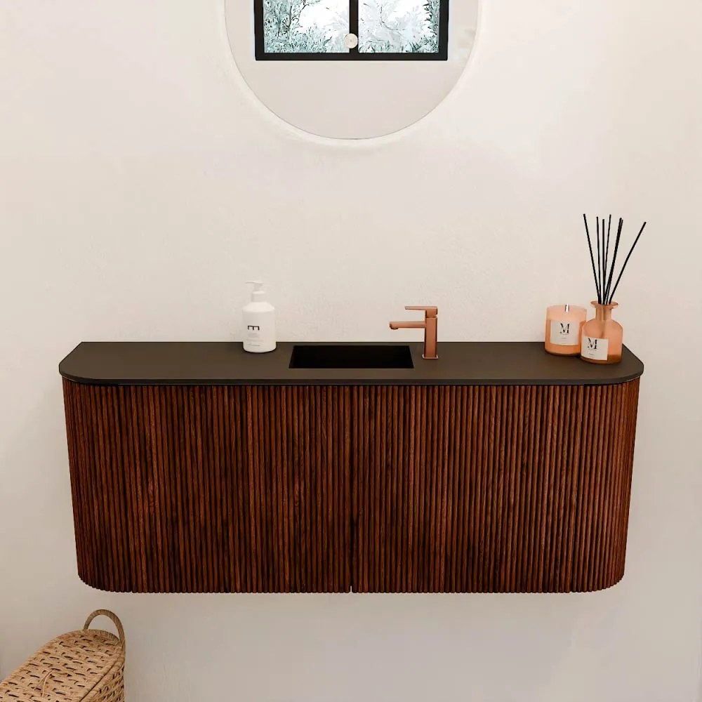 Mondiaz Joya 105cm toiletmeubel ronding links/rechts ruby met wastafel faye midden 1 kraangat urban