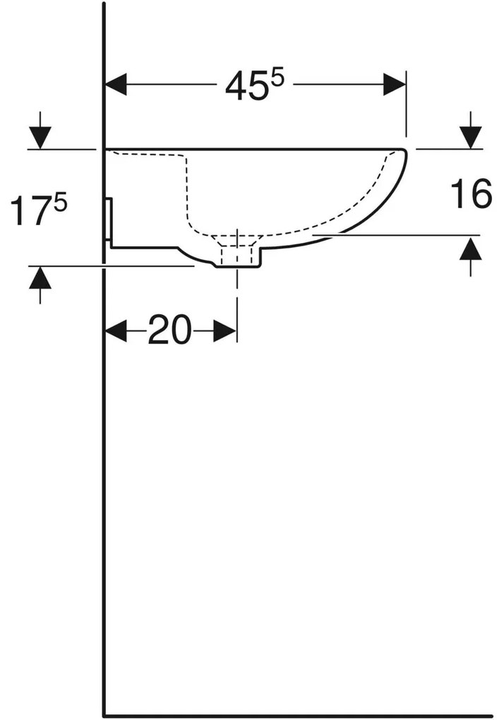 Geberit Bastia wastafel rond 60x45.5cm met kraangat en overloop wit