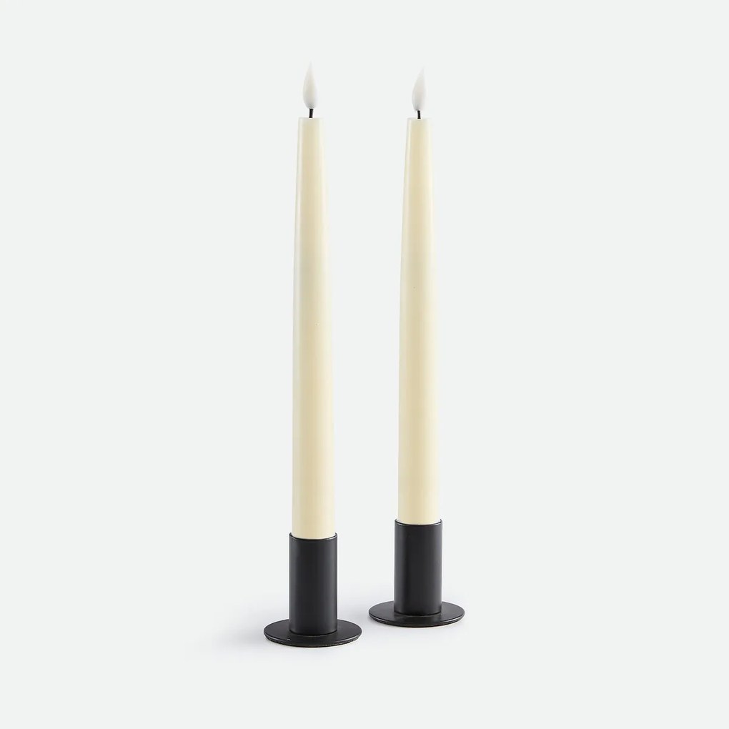 Set van 2 ledkaarsen, van was, hoogte 24,5 cm