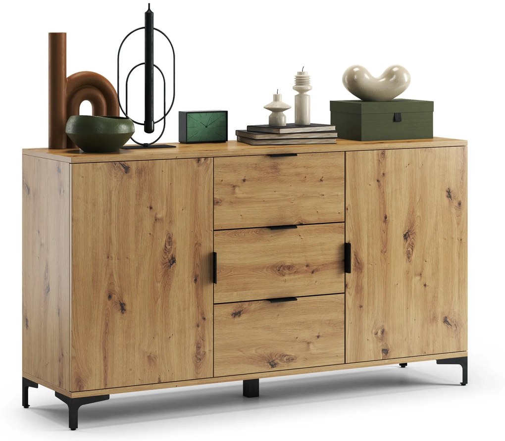 Kast LANA 04 Eiken Artisan - STAANDE 2-DEURS KAST MET LADEN