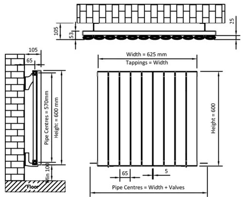 Eastbrook Sandhurst radiator 65x60cm aluminium 676W antraciet