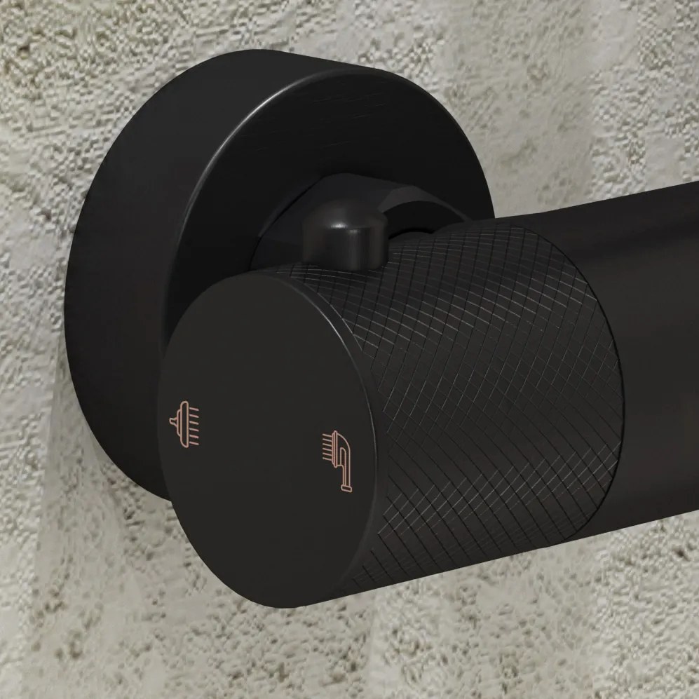 Saniclear Nero Curved doucheset mat zwart met thermostatische kraan, handdouche en glijstang