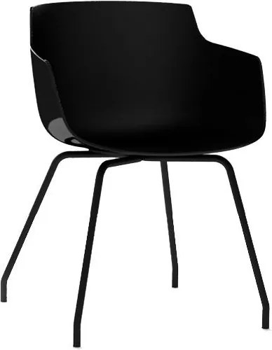 MDF Italia Flow Slim Armchair stoel zwart met stalen onderstel