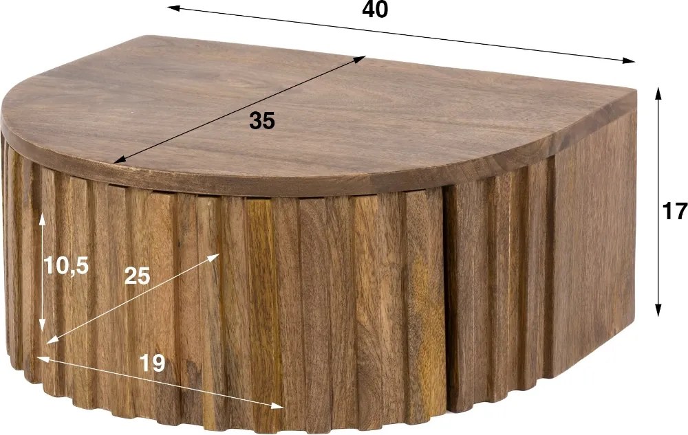 Zwevend Nachtkastje Met Relief Front - 40x35x17cm.