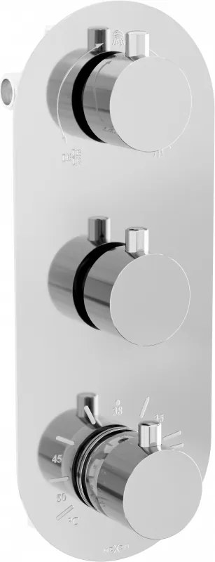 Mexen Kai thermostatische bad-douchekraan met drie uitgangen, chroom - 77603-00