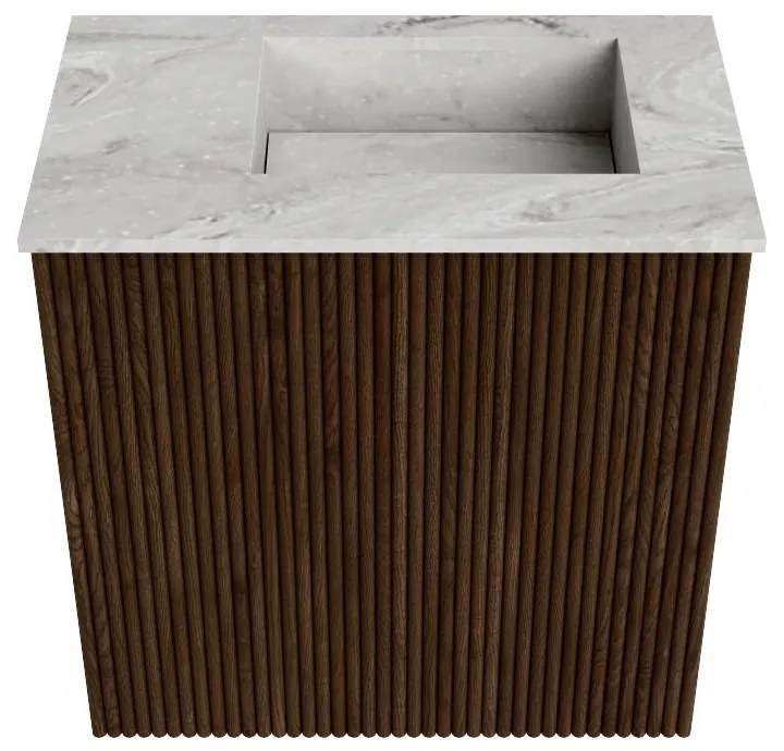 Mondiaz Joya DLux 40cm toiletmeubel walnut met wastafel faye rechts 1 kraangat glace