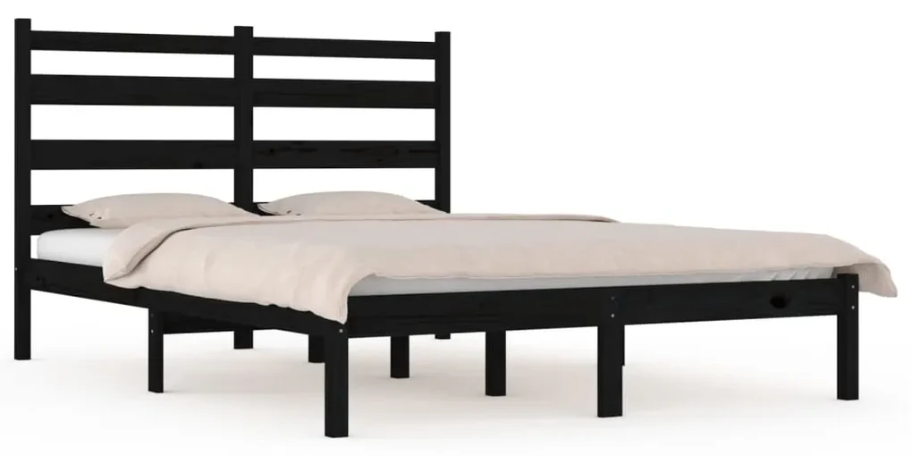 vidaXL Bedframe massief grenenhout zwart 200x200 cm