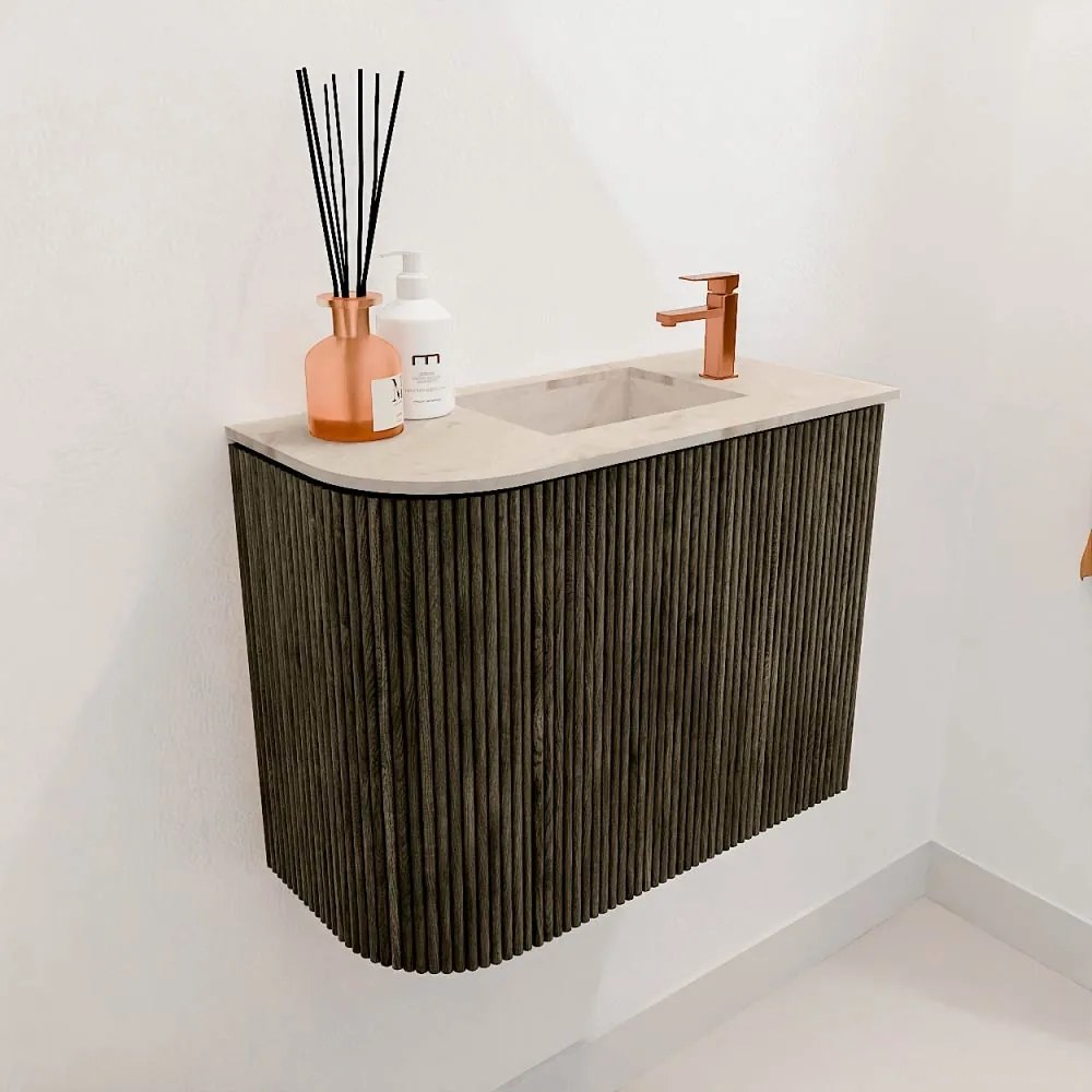 Mondiaz Joya DLux 50cm toiletmeubel ronding links shadow met wastafel faye rechts 1 kraangat frappe
